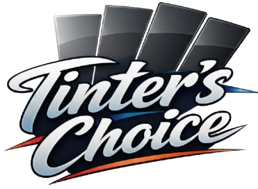 Logo for 'Tinter's Choice' with tinted windows on a white background