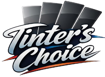 Logo for 'Tinter's Choice' with tinted windows on a white background